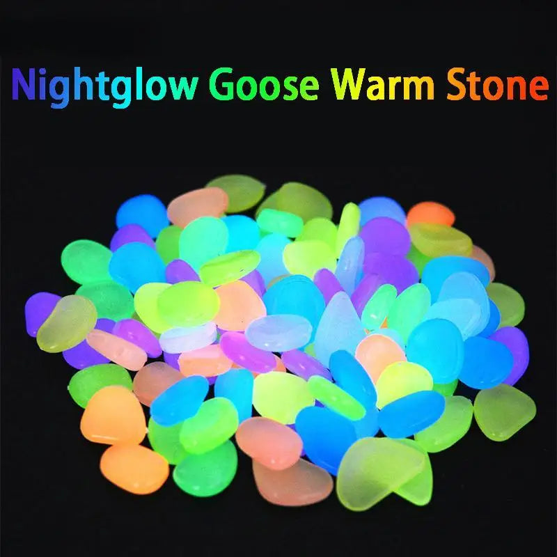100Pcs Glow in The Dark Garden Pebbles for Sidewalk Garden Terrace Lawn Garden Patio Fish Tank Aquarium Decoration Glow Stone