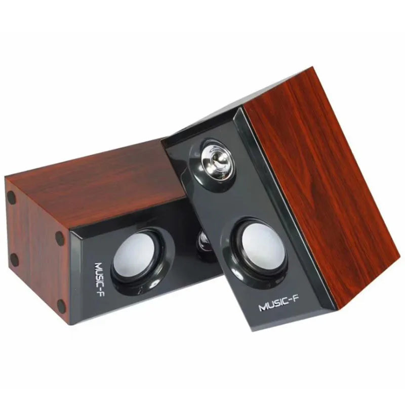 Wooden speakers USB Powered 3.5MM audio jack Surround Sound Wooden Wired Loudspeakers Computer Speakers for Laptop Smartphones