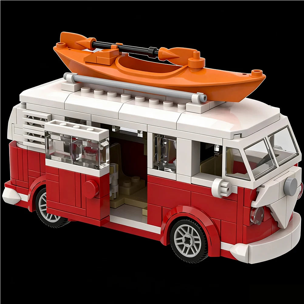 Technical  Creative Vehicle MOC City Camper Travel Trip Car Blocks T1 MOC-Designer Suit Building Party Gifts Holiday C