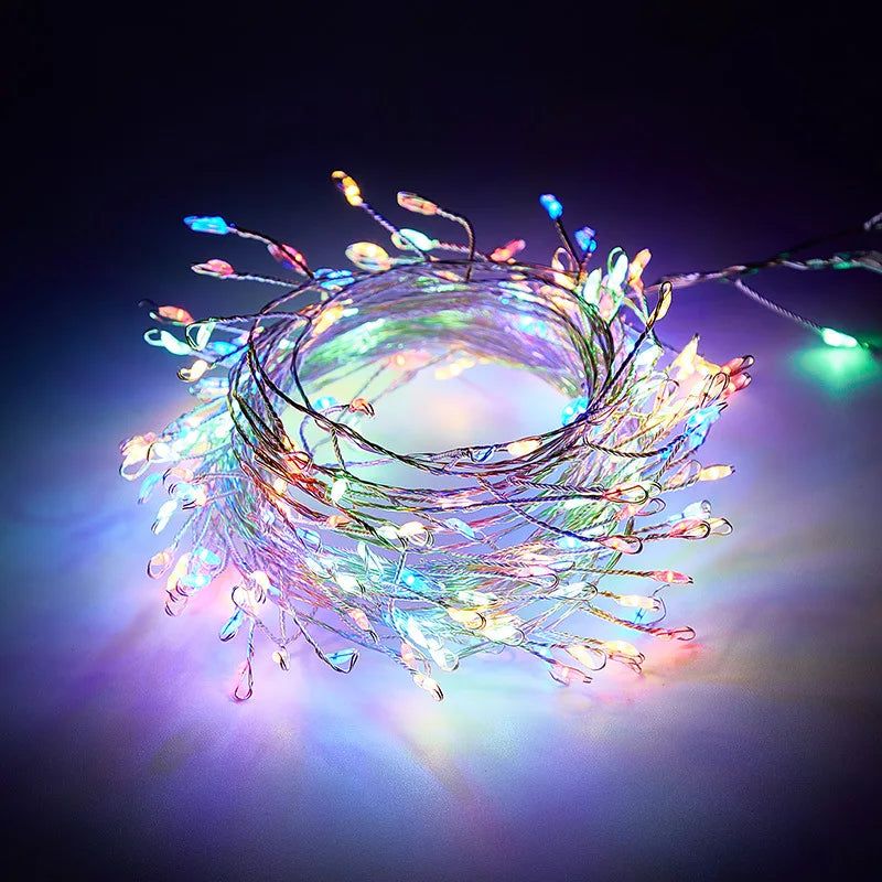 Add festive sparkle with these USB-powered LED firecracker string lights—complete with remote control for easy lighting and fun!