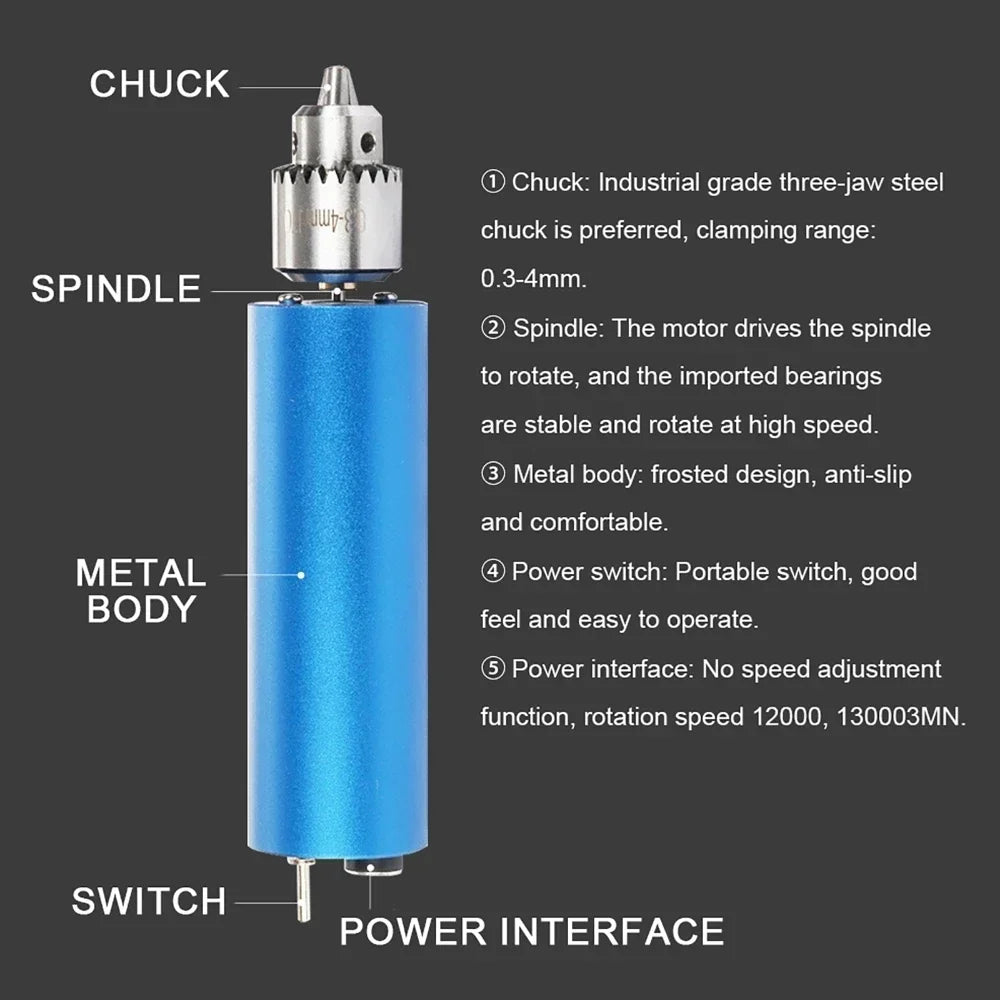 Handheld Mini Electric Hand Drill Metal Grinder 13000rpm Stepless Speed-adjustable Multifunctional Wood Polishing Engraving
