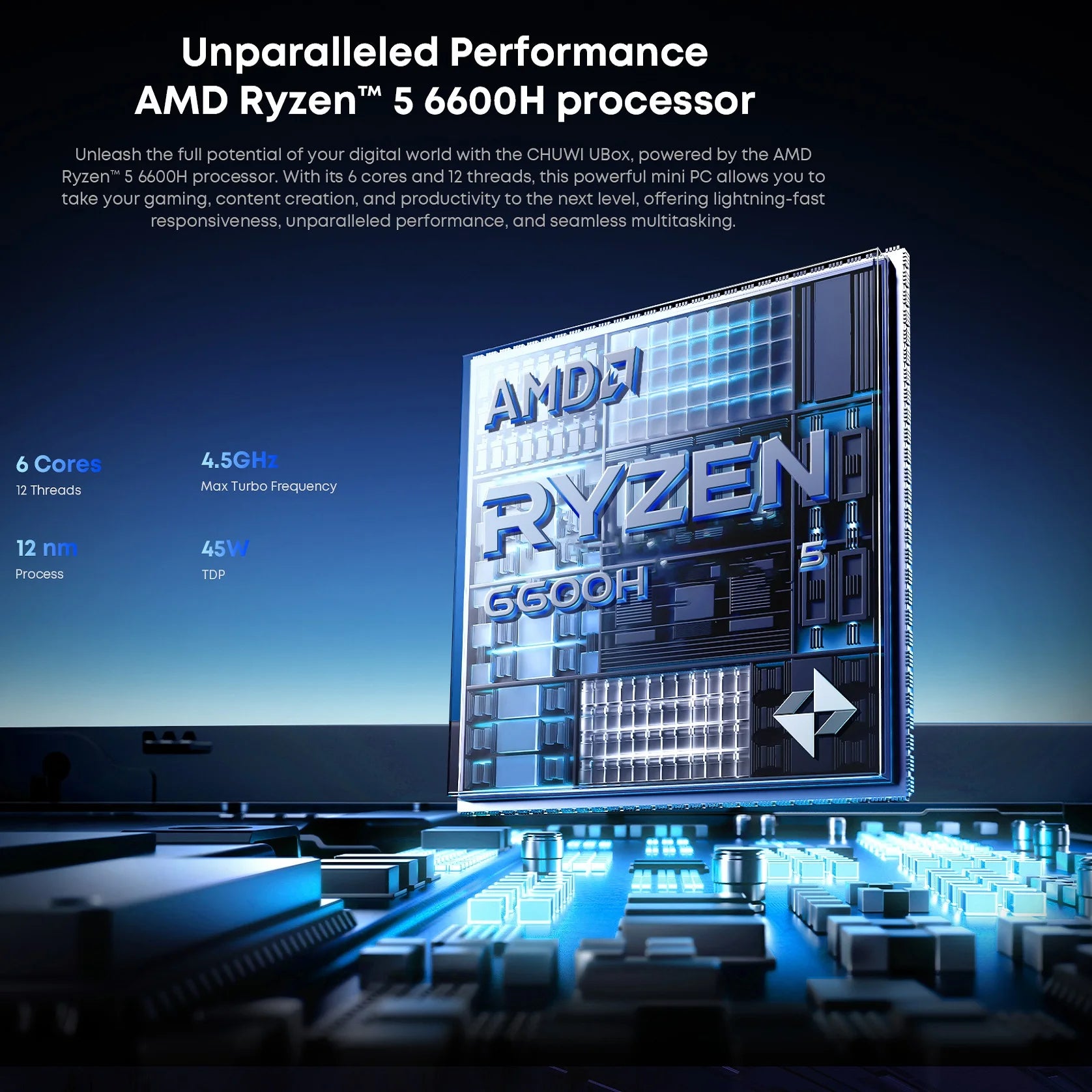 Power through tasks with this mini PC featuring AMD Ryzen 6600H or 7430U processors, 16GB RAM, and 512GB SSD. Runs Windows 11 and supports 4K decoding—perfect for high-performance desktop computing in a compact design!
