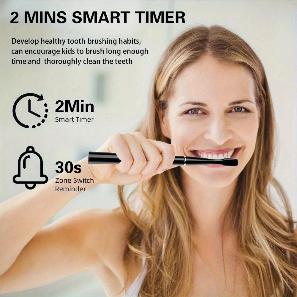 Keep your smile fresh on the go with this portable USB rechargeable electric toothbrush—comes with 6 replaceable brush heads for lasting clean and convenience!