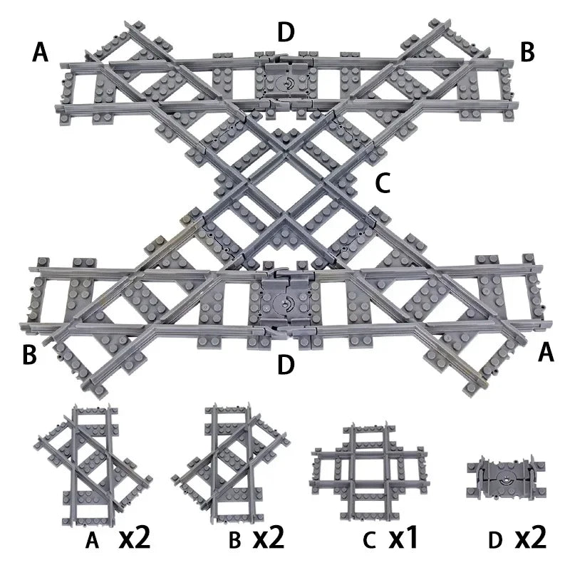 DIY Train Track Combination MOC Railroad Bridge Building Blocks Cross Track Bricks Toys Rail Car Scene Compatible With LEGO