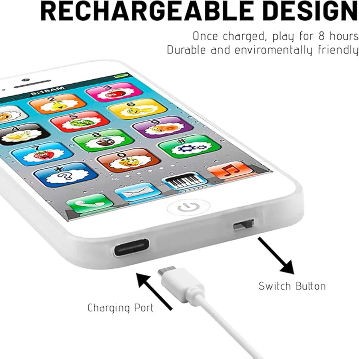 Children Simulation Phone Baby Musical Early Educational Toys English Learning Cellphone with Light Sound Mobile Vocal Toy