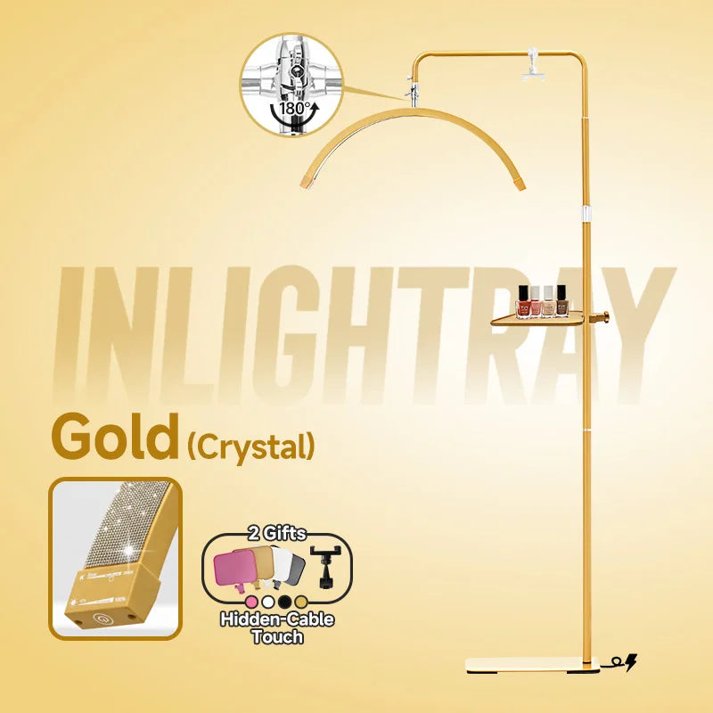 Free LOGO Rotatable Lashes Lamps Half Moon Light Led Moon Lamp Photography Fill Light for Lashes Extension Beauty Floor Lamps
