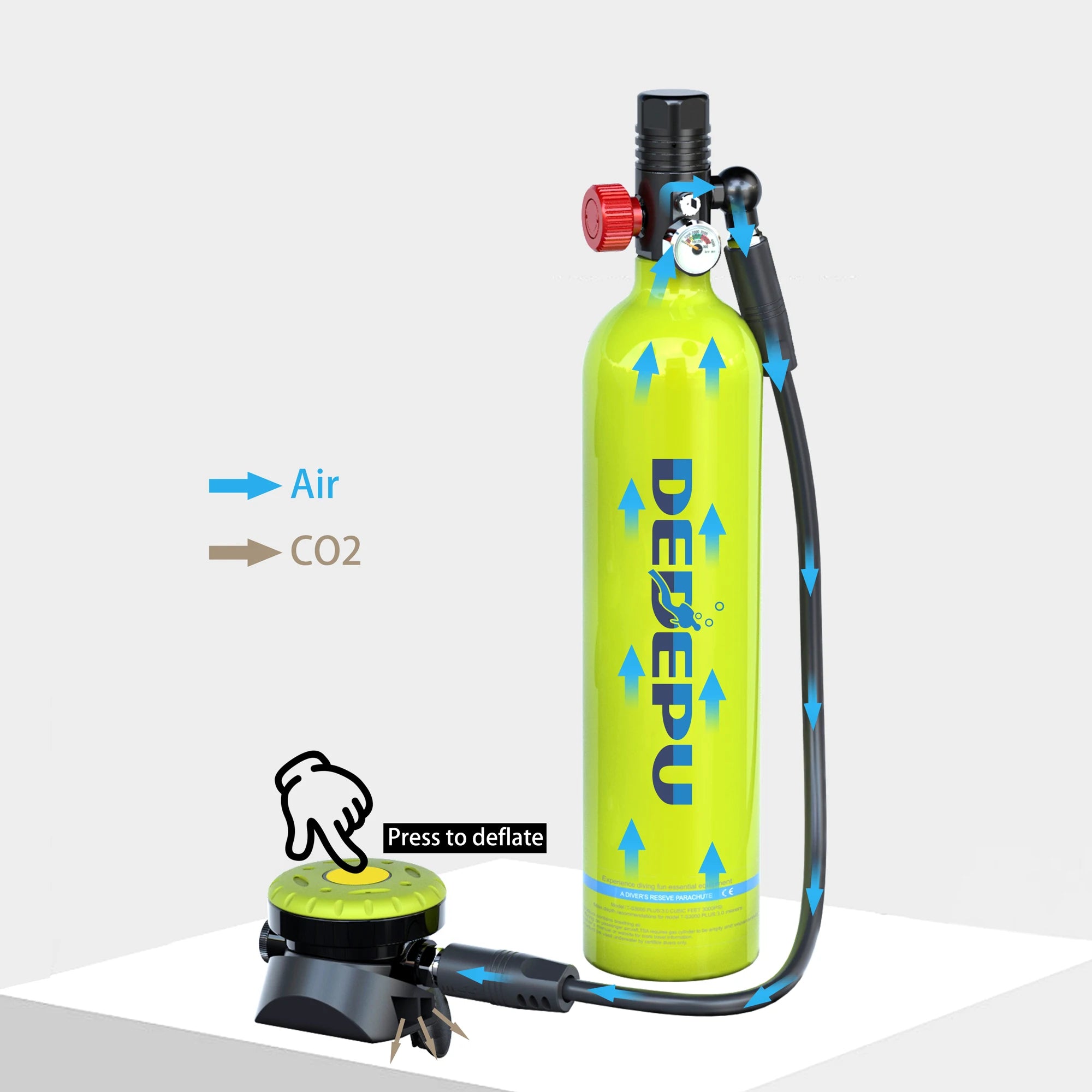 DEDEPU 1L Scuba Diving Tank Professional Diving Equipment Underwater Breathing Scuba Tank Oxygen Cylinder 15-25 Minutes