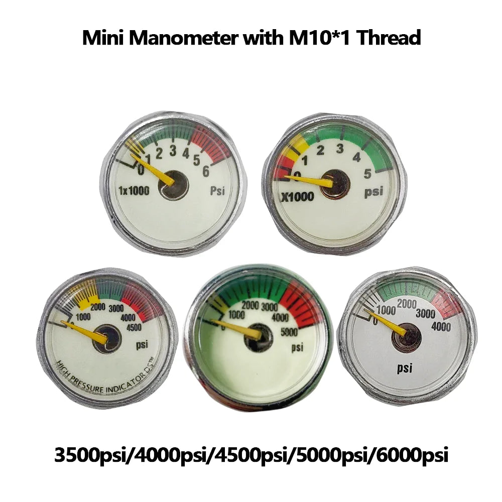 M10*1 HPA Mini Micro Pressure Gauge Manometer Small Profile 600/3500/4000/4500/6000 PSI 250/350 BAR