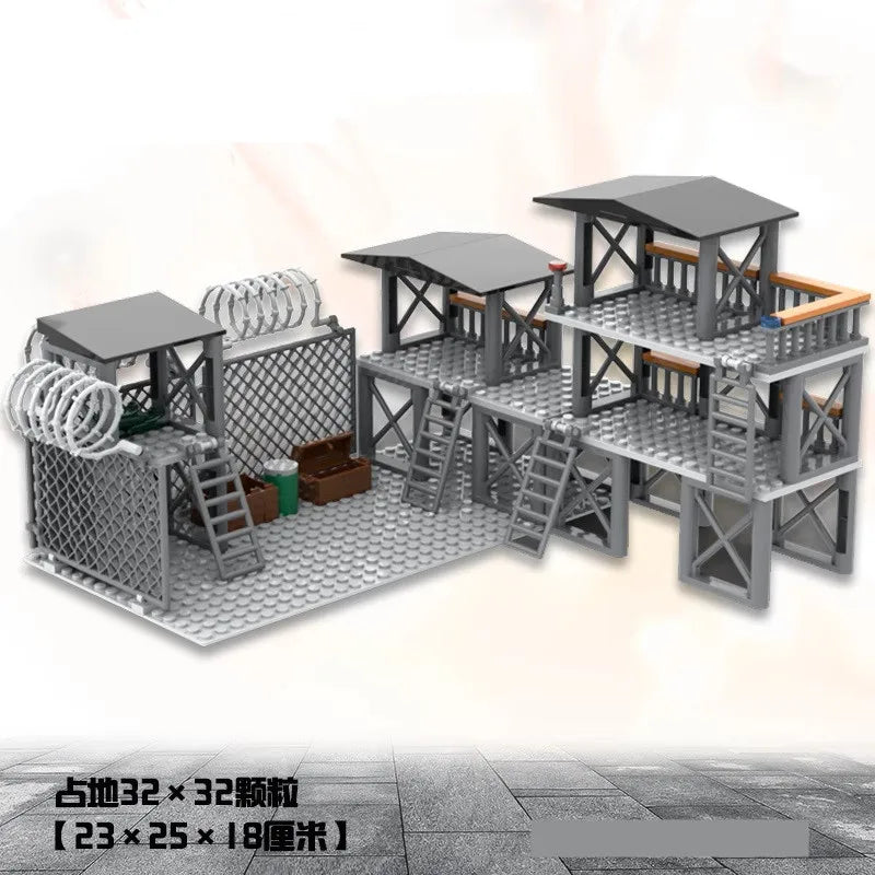 DIY WW2 Battlefield Bunker Bricks WW2 Military War Construction Compatible Figure Building Block Toys For Children Friends Gift