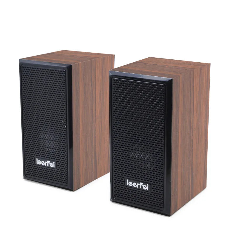 Wooden speakers USB Powered 3.5MM audio jack Surround Sound Wooden Wired Loudspeakers Computer Speakers for Laptop Smartphones