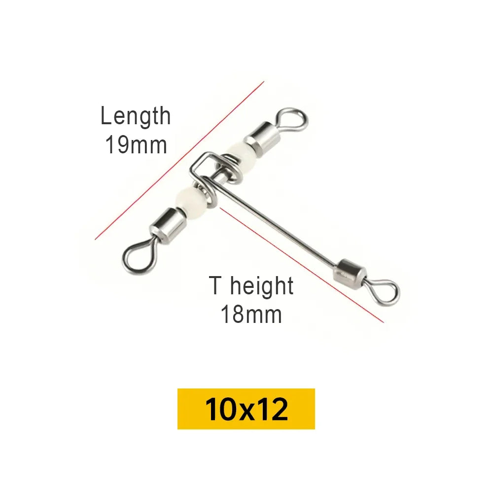 10pcs Luminous Fishing Swivels T-Shape 3 Way Rolling Swivel Cross-Line Barrel Swivel with Beads Sea Fishing Hook