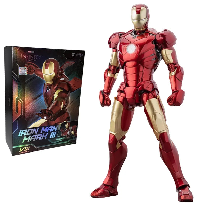 Original LED FondJoy Iron Man MK42 MK43 MK46 MK1 MK2 MK3 MK4 DIY Toys Action Figure Tony Stark Collection Anime Model Kids Gift