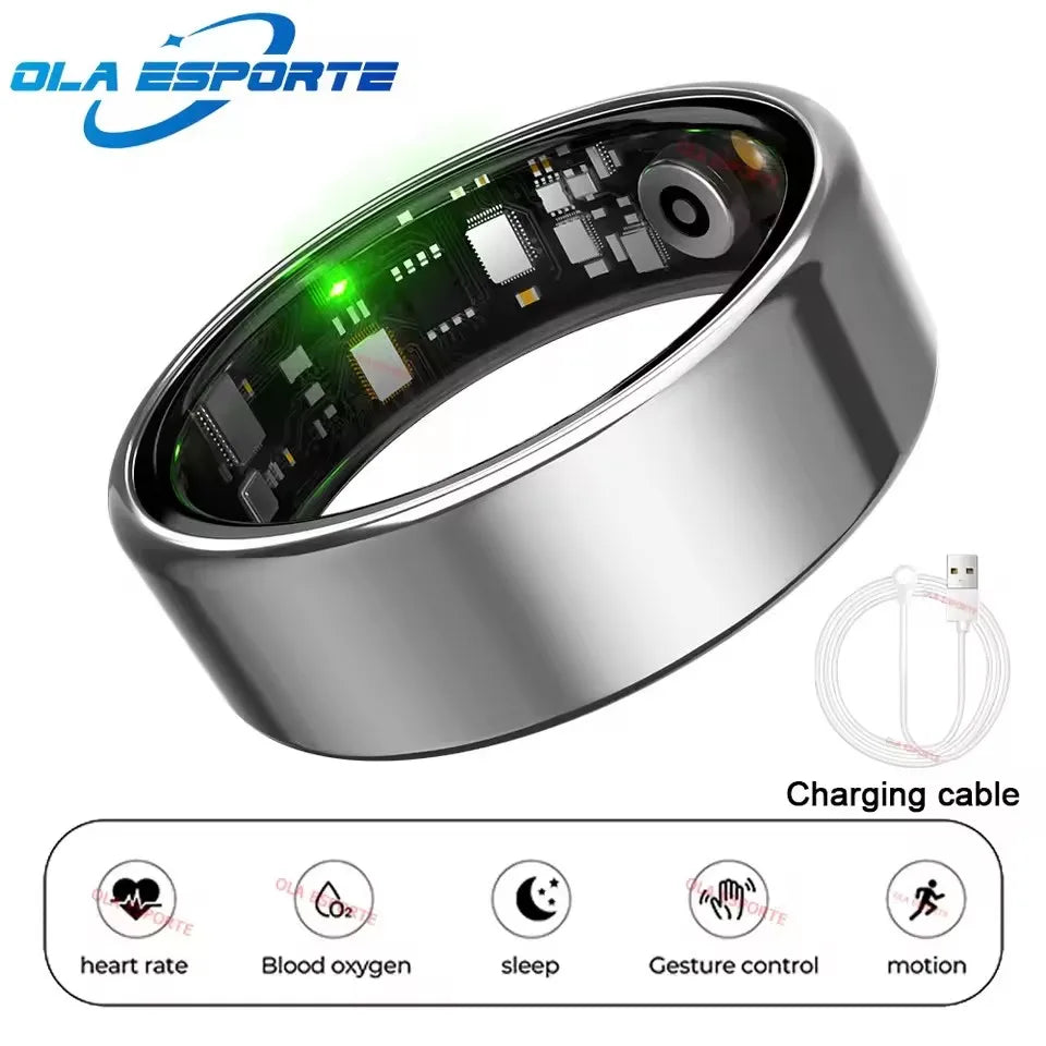 2026 Smart Ring Blood Pressure Heart Rate Sleep Monitoring Smartring & 5ATM Waterproof Multi-sport Mode Smartring Man Women HT30