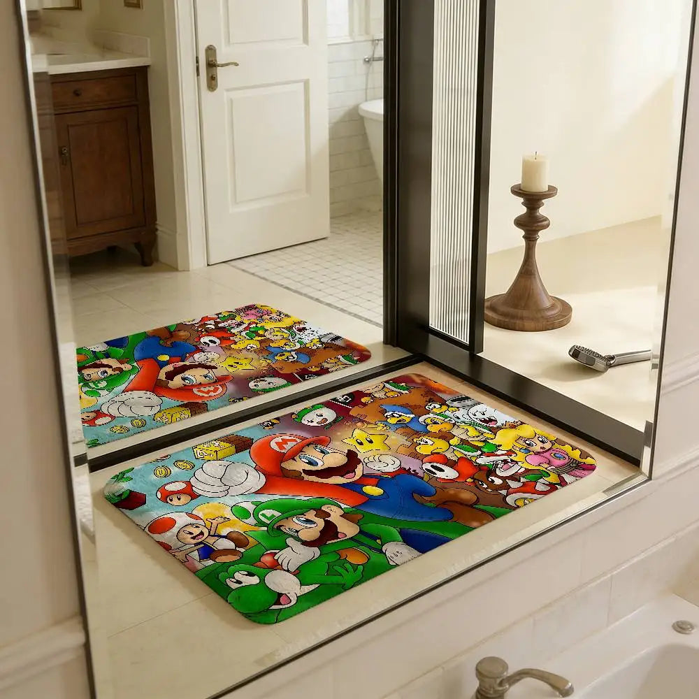 Super Game M-Marios Door Mat Kids Room Bedroom Decoration Balcony Anti-Slip Doormat Living Room Doormat Area Rug
