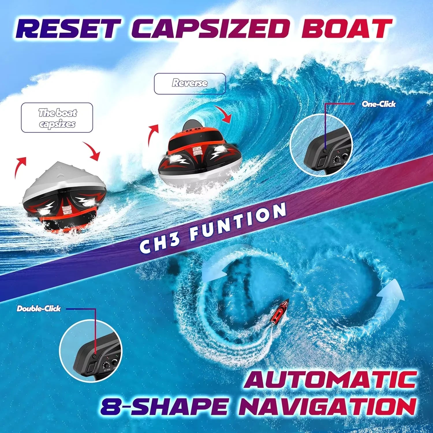 HJ808 RC Battery Boat 2.4Ghz 25km/h High-Speed Remote Control Racing Ship Water Speed Boat Children Model Toy Gift