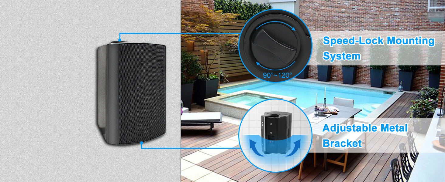 Herdio 2PCS 4'' Passive Indoor Outdoor Speakers With 200W Powerful Bass Expansive Stereo Sound Coverage All-Weather Durability