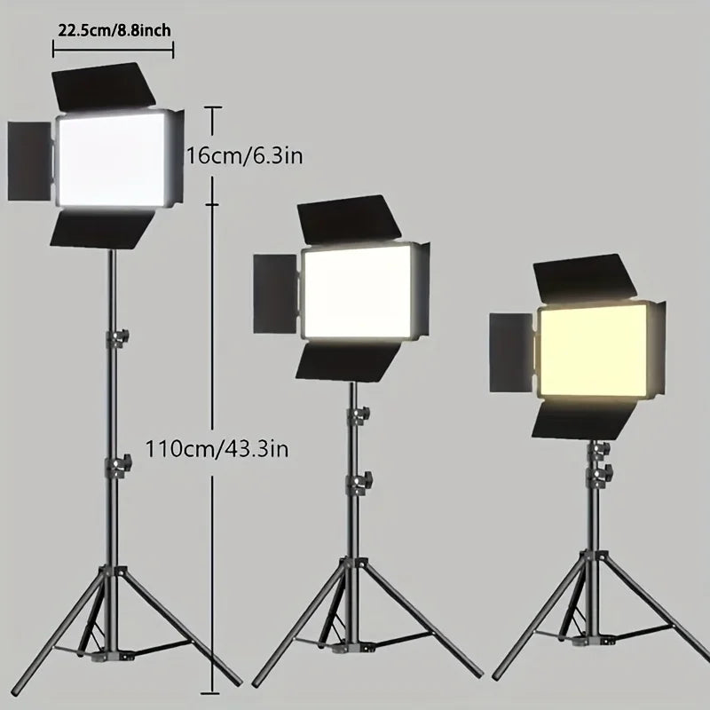 LED Video Photography Atmosphere Fill Light 9-Inch Square 43-Inch Tripod USB Power Supply 3 Light Colors Adjustable 4 Leaf Baffl