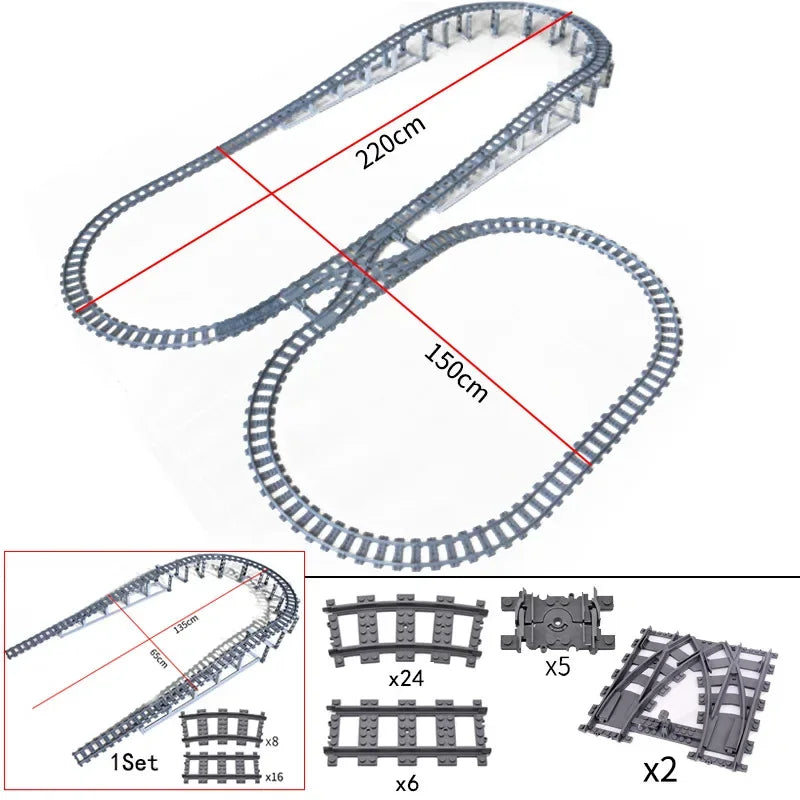 DIY Train Track Combination MOC Railroad Bridge Building Blocks Cross Track Bricks Toys Rail Car Scene Compatible With LEGO