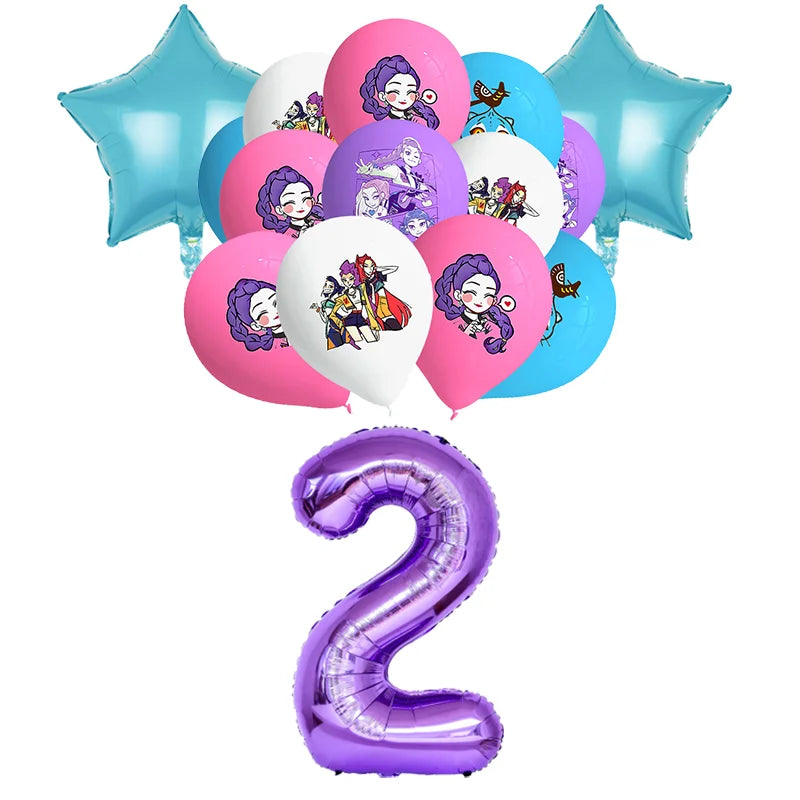 Happy Birthday Party Decoration Character Anime Tableware Plate Cup Balloon Set Banner Backdrop Gift Bag Keychain Party Supplies