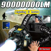 Powerful LED Headlamp Motion Sensor Headlight 18650 Rechargeable Head Flashlights High Power COB Head Lamp Fishing Headlight