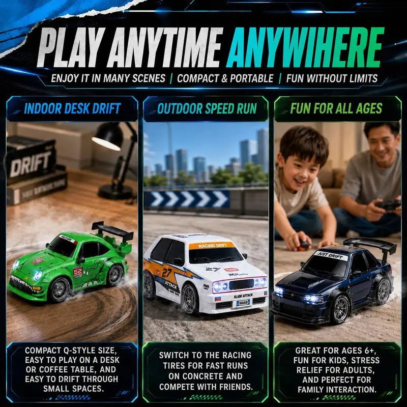 New Rc Drift Car 1 To 24 Scale Dinosaur Painted Four Wheel Drive Led Lights Aerodynamic Rear Wing Decorative Ornament