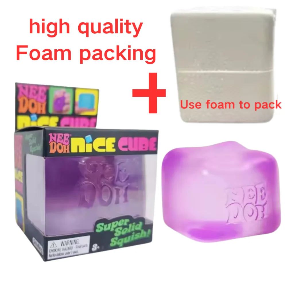 NeeDoh Nice Cube Squishy Stress Soft Stretchy Sensory Fidget Toy for Anxiety Relief ADHD Focus Stress Relief for Adults Kids