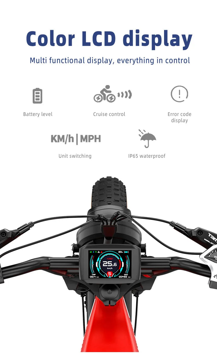 E-Bike 2000W Motor 52V40AH All-terrain Fully Suspended Off-road Motorcycle Electric Bike 20*4.0-inch Fat Tire  Electric Bicycle