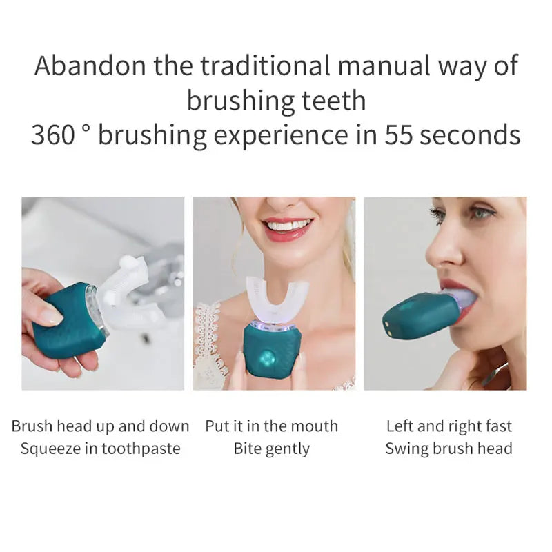 Achieve a superior clean with this electric U-shaped toothbrush for adults—automatic, USB rechargeable, and designed for convenience and effective brushing!
