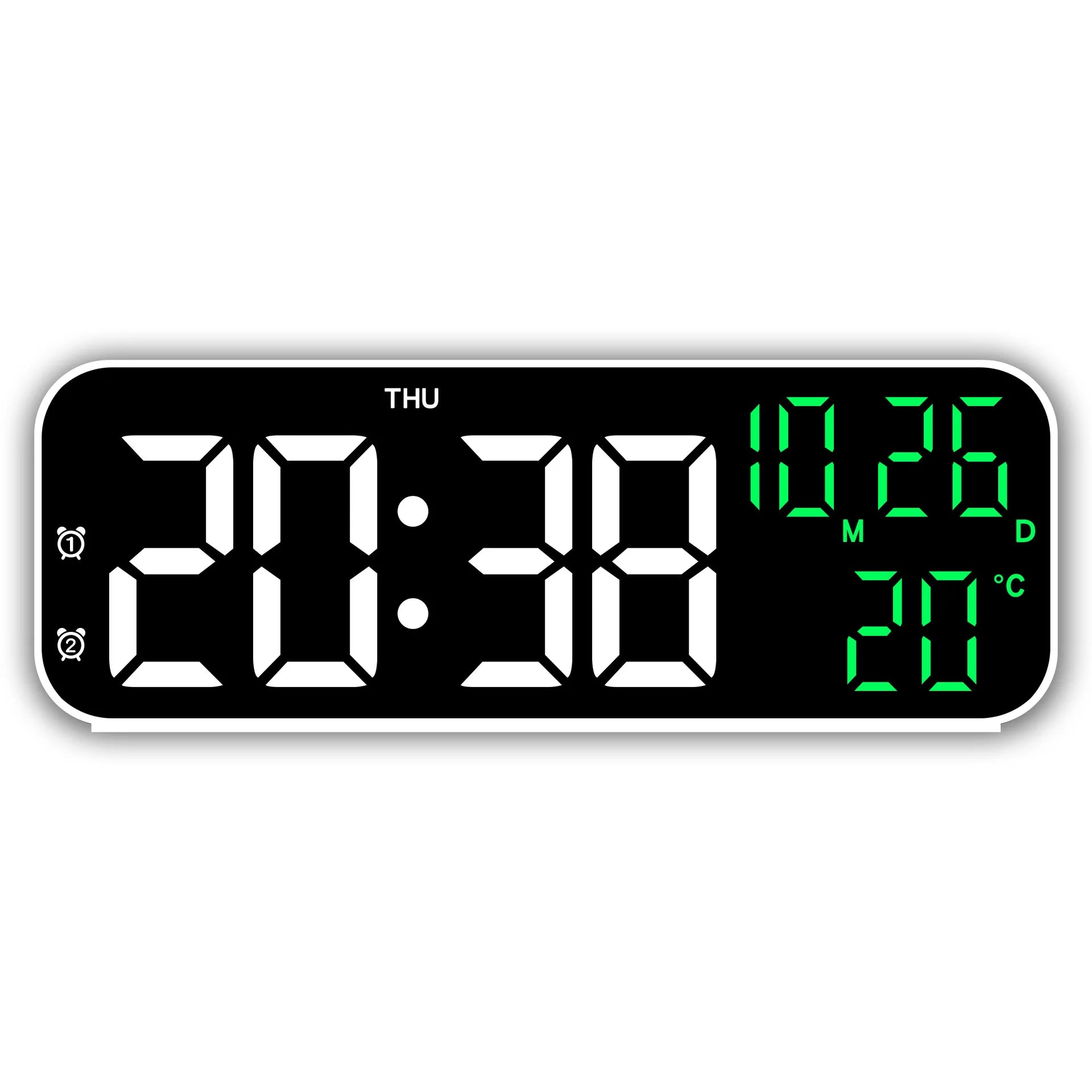 Digital Alarm Clock Temperature and Date Week Display Night Mode Table Clock Voice Control 12/24H Electronic LED Alarm Clocks