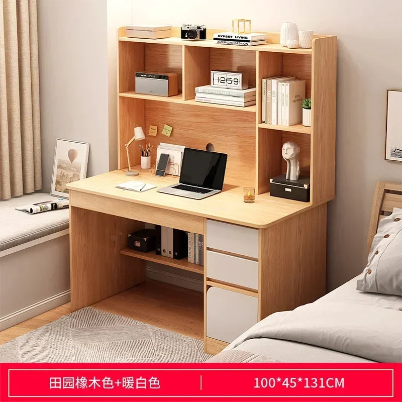 Simple Desk Bookshelf All-in-one Computer Desk Storage Space Student Home Study Bedroom Office Desk with Household Furniture