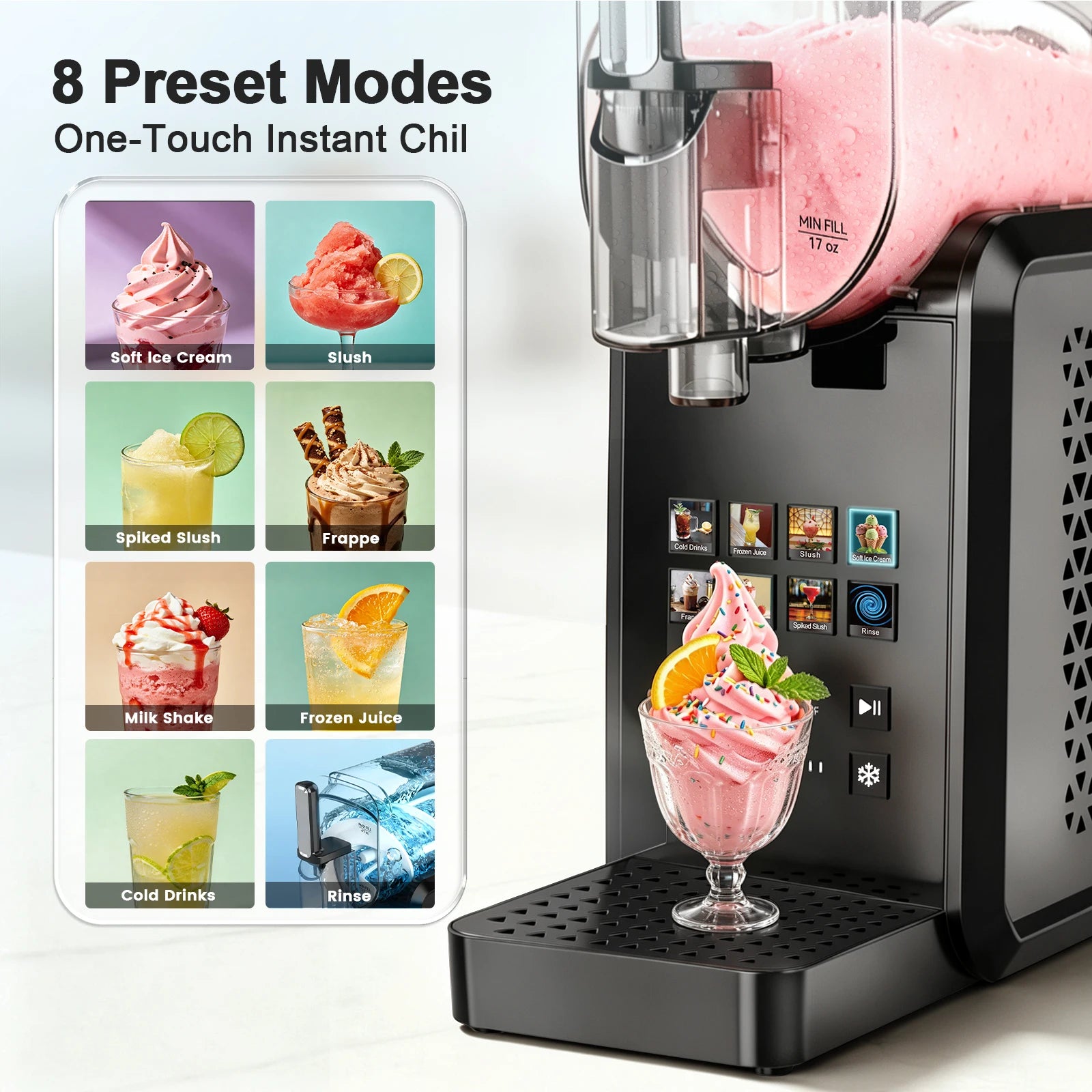 2-in-1 Slushie Machine 90 oz Large Capacity Frozen Drink Maker No Ice Needed Auto-Clean with LED Display for Home Party Festive Gatherings