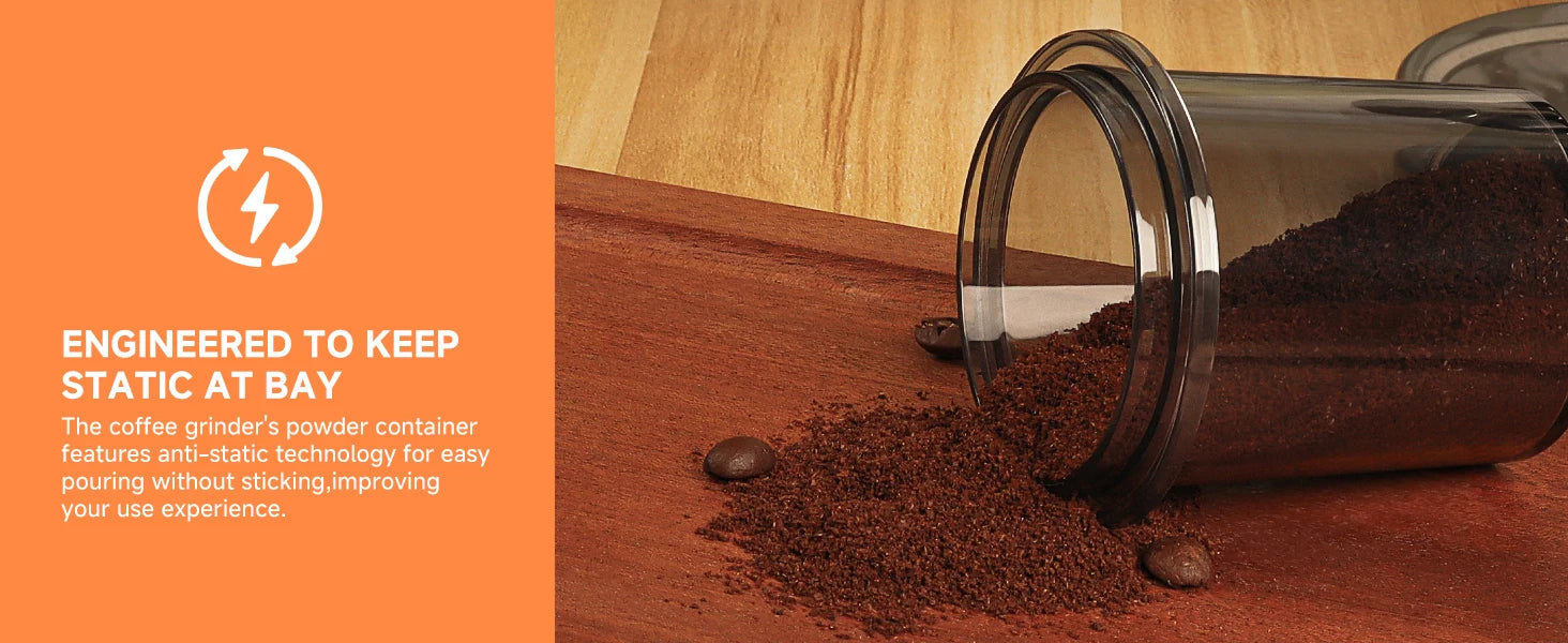 BioloMix Professional Conical Burr Grinder 48 Adjustable Settings with Removable Holder for Espresso Drip and French Press