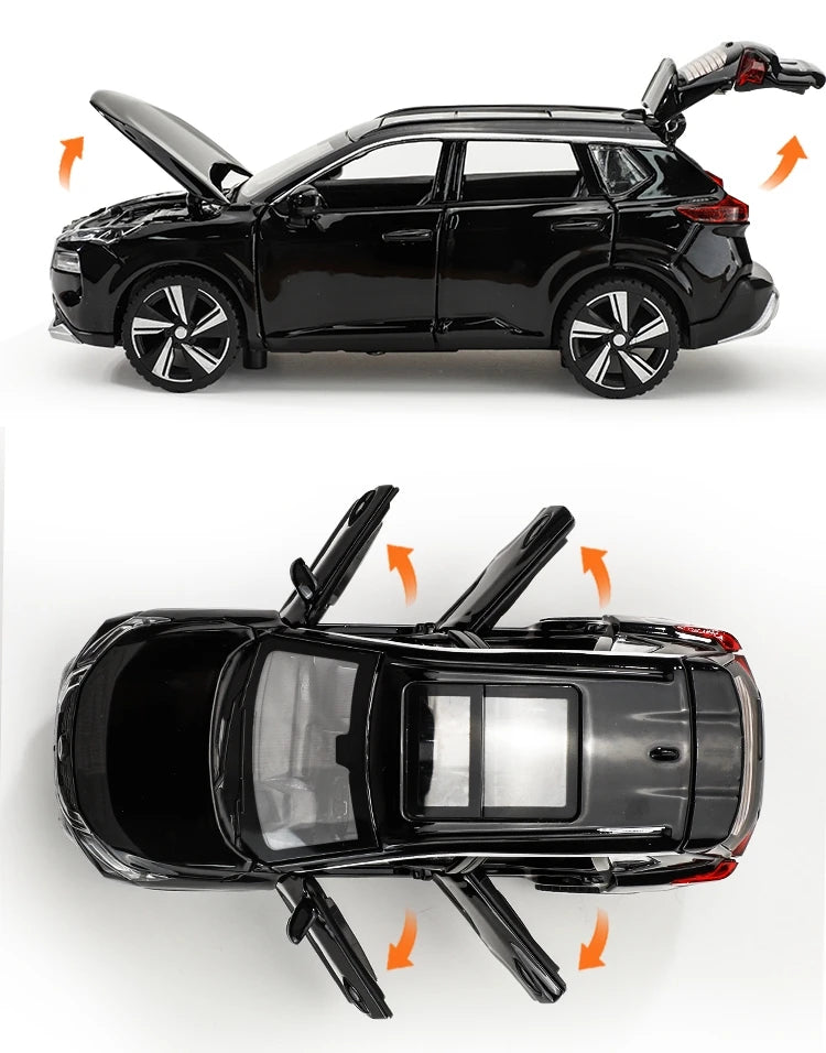 1/32 Nissan X-Trail SUV Miniature Diecast Toy Car Model Sound & Light Doors Openable Educational Collection Gift For Boy Kid