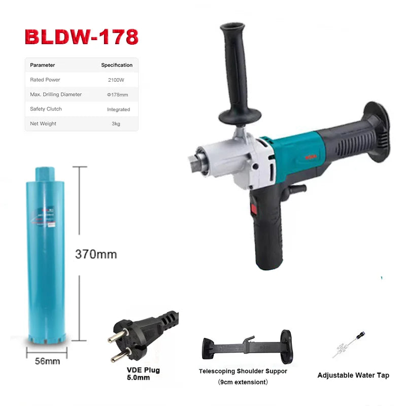 BODA Brushless Wet/Dry Drill 20-178mm , Water-Cooled Concrete Drill for Brick, Stone, Tile & Floor ,Professional Core Drilling