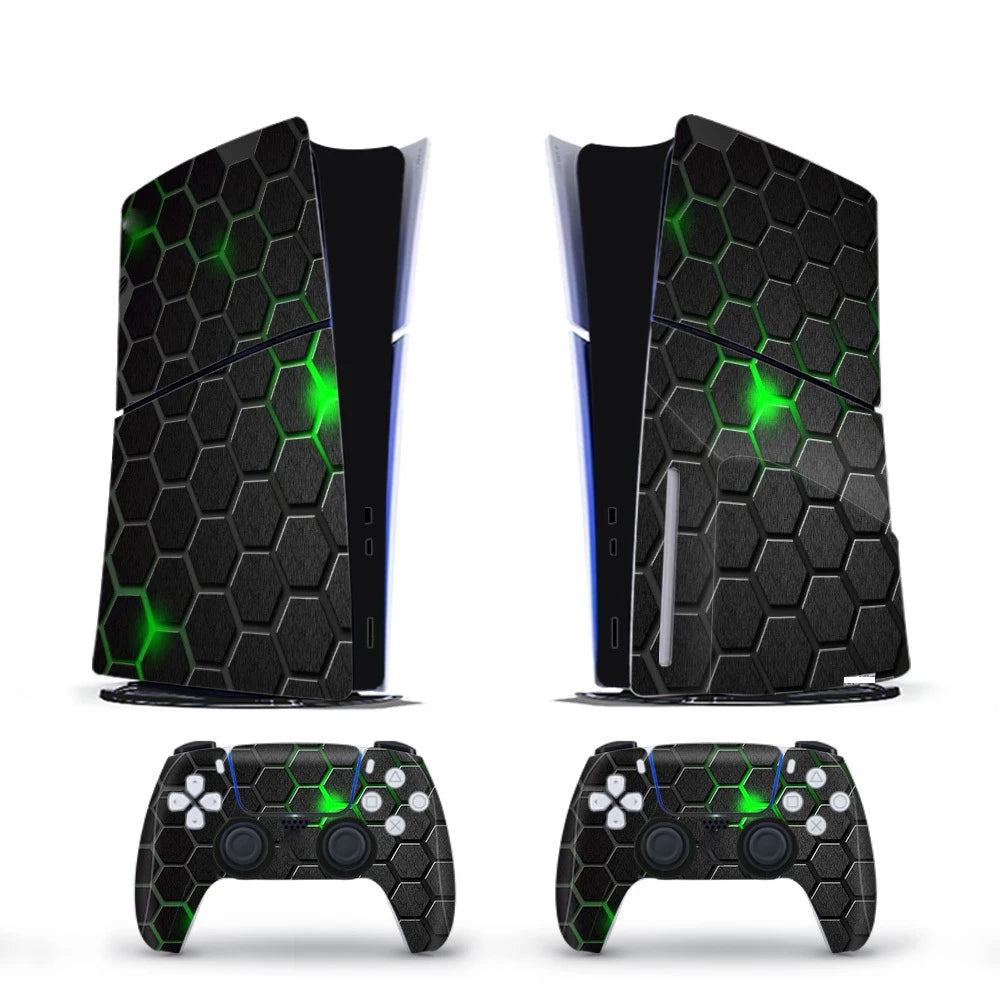 Vinyl Cover Skins for Playstation 5 Slim Console Controller Stickers Superhero Skin Wraps Set for PS5 Disc Edition Accessories