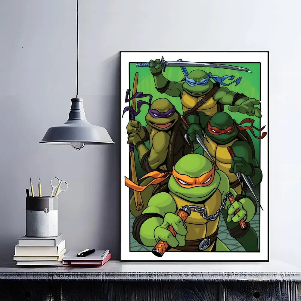 Classic Teenage Mutant Ninja Turtles Poster Posters Retro Kraft Paper Sticker DIY Room Bar Cafe Aesthetic Art Wall