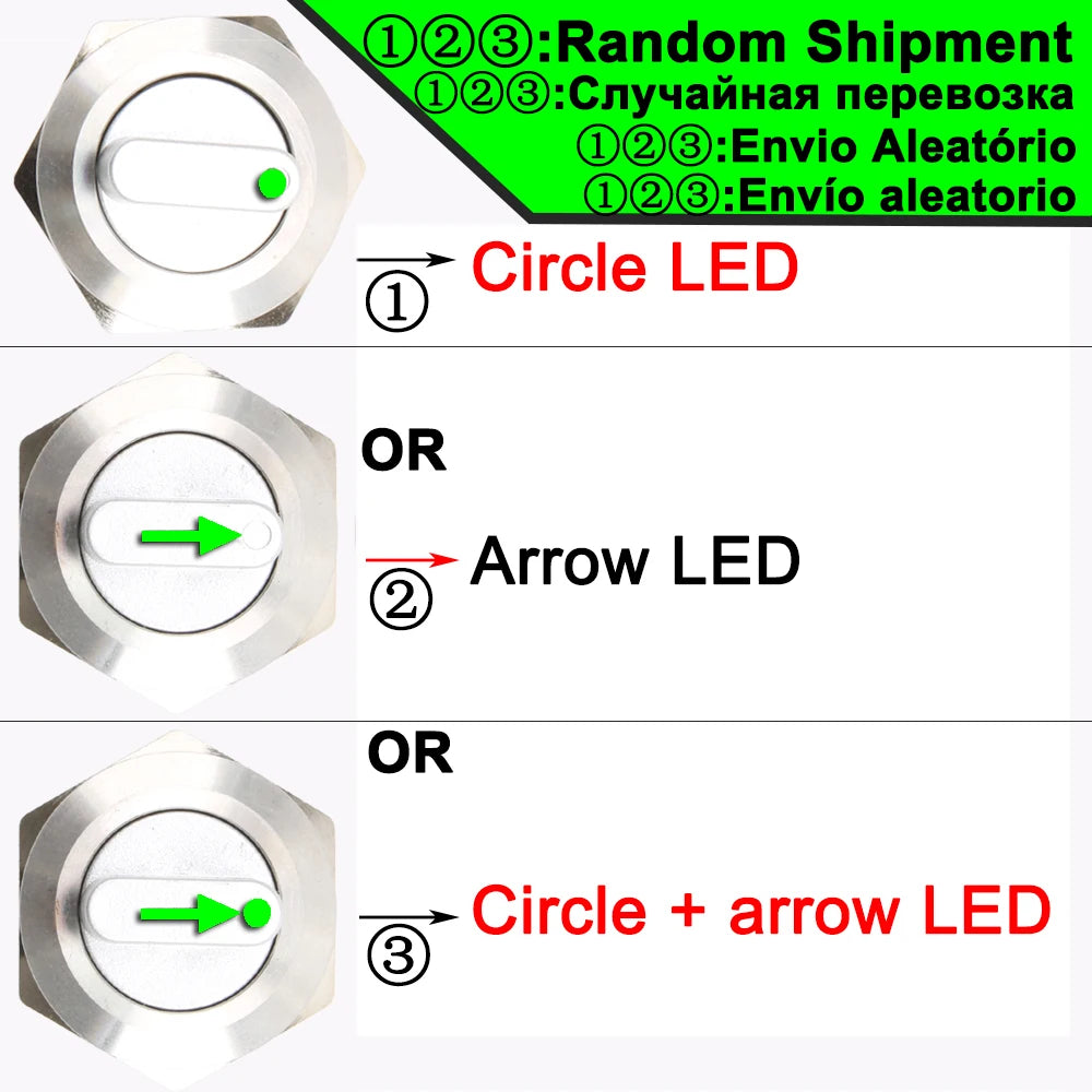 22mm 2/3 position Metal Selector Latching Push Button knob Rotary Switch DPDT SPDT 12V LED Illuminated 1NO1NC/2NO2NC ON OFF lock