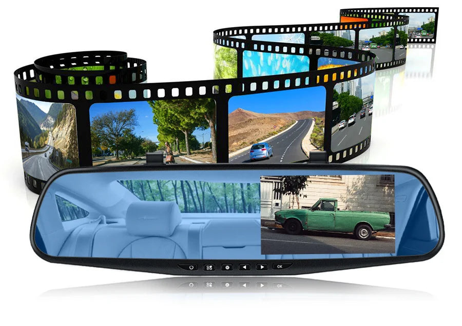 Dashcam 4.3 Inch Mirror FHD 1080P Camera Dual Lens DVR  Rearview Mirror Dash Camera Car Video Recorder Auto Black Box Car Dvr