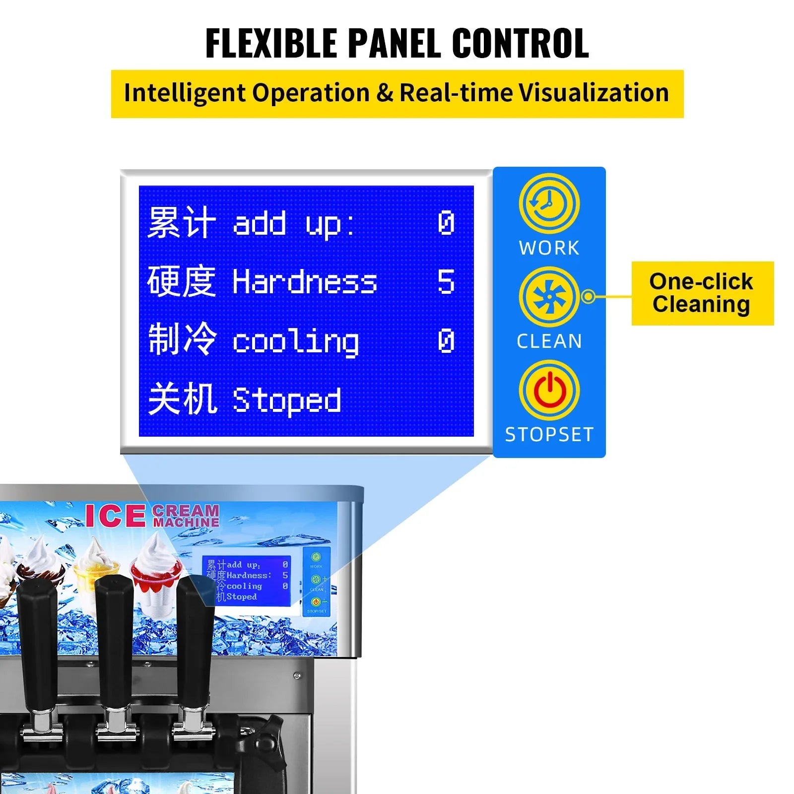 Ice Cream Machine 3-flavor Maker