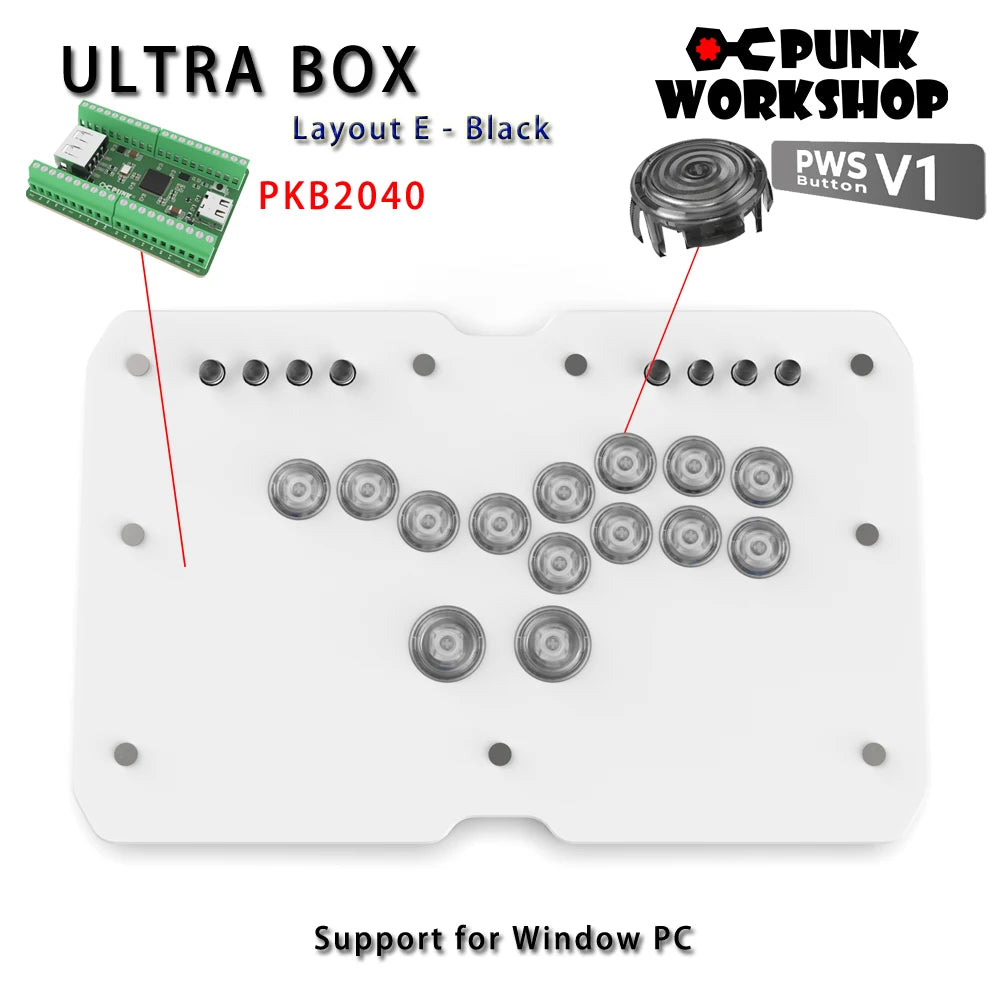 Punk Workshop Mini HitBox SOCD Fighting Stick Controller Newest Version Support Switch/PC (Windows®11 / 10) Handle Fight Console