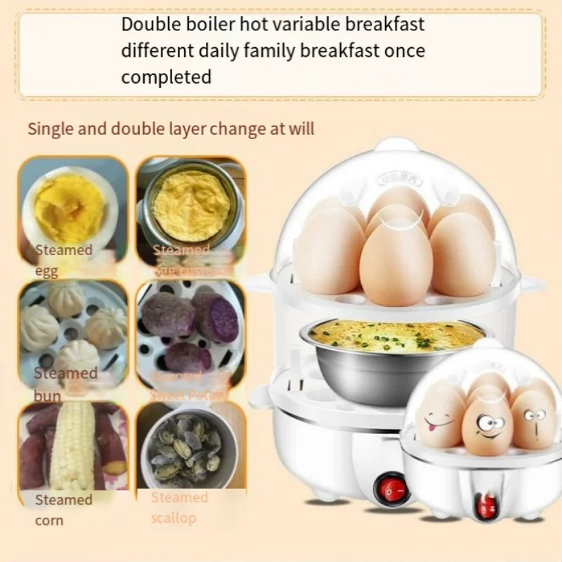 Electric Eggs Cooker Rapid Mini Egg Boiling Machine for Poached Scrambled Omelets Auto Shut Off Kitchen Appliance