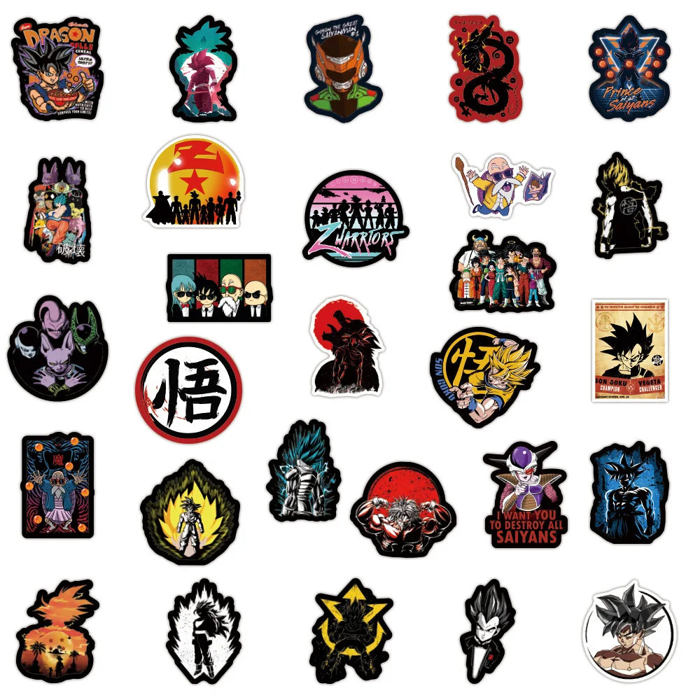 10/30/50/100pcs Cool Dragon Ball Anime Stickers Decals Graffiti Skateboard Laptop Phone Case Waterproof Decals Sticker for Kids