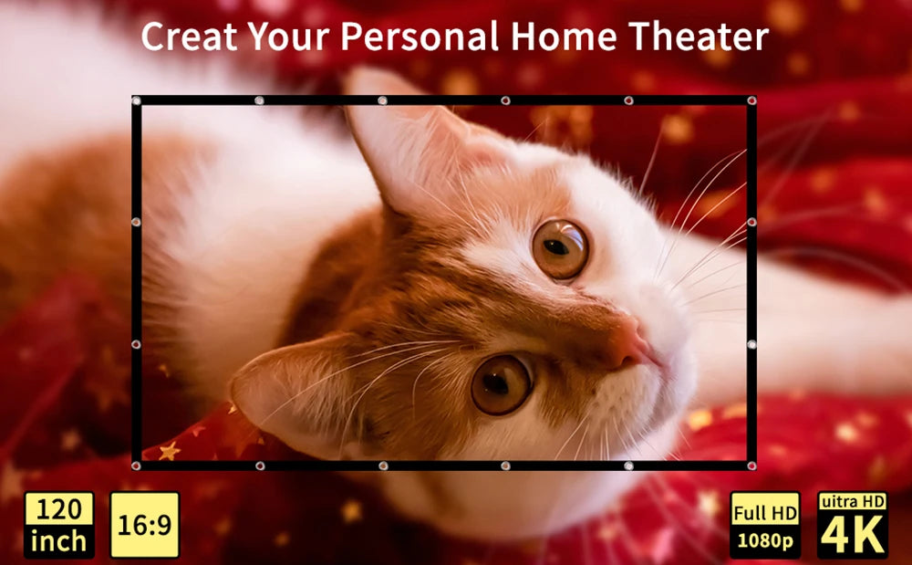 Enjoy big-screen entertainment anywhere with this simple, foldable projection screen—available in sizes from 60 to 150 inches!