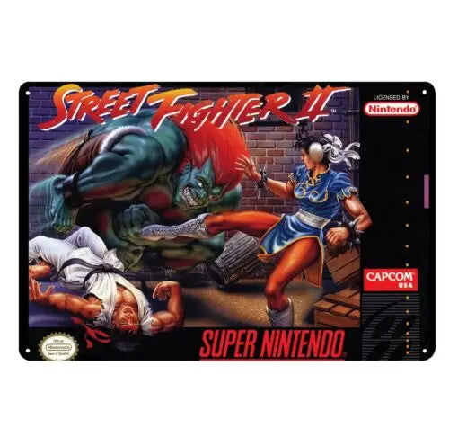 Street Fighter 2 Retro Super Video Game Metal Poster 20x30cm
