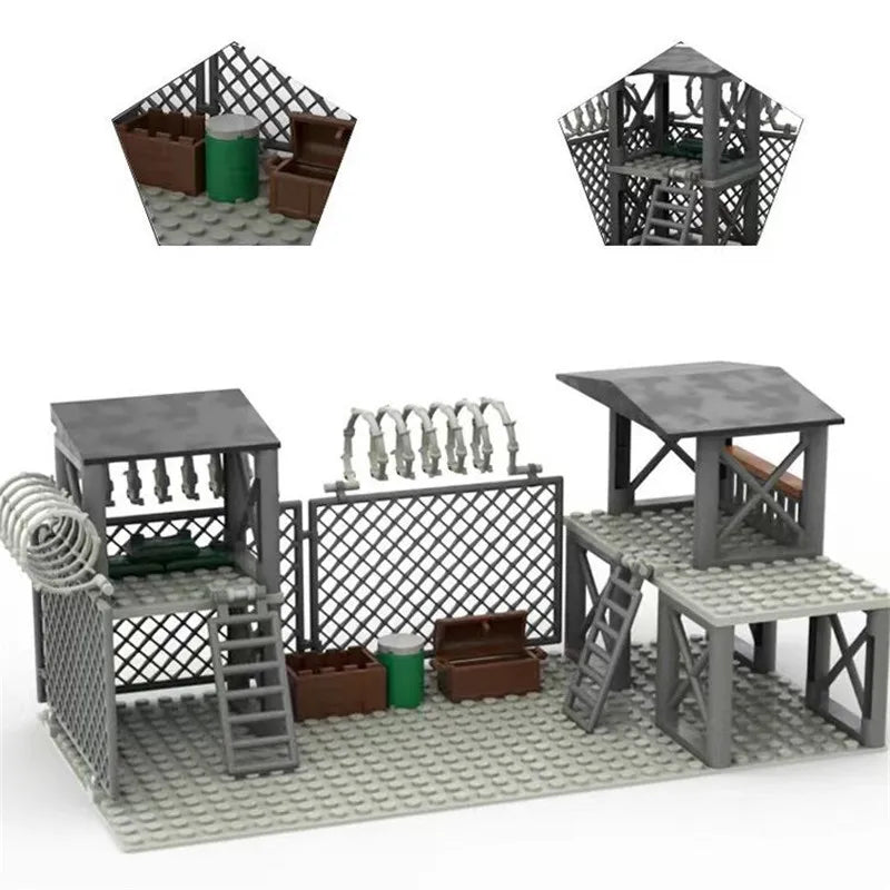 DIY WW2 Battlefield Bunker Bricks WW2 Military War Construction Compatible Figure Building Block Toys For Children Friends Gift