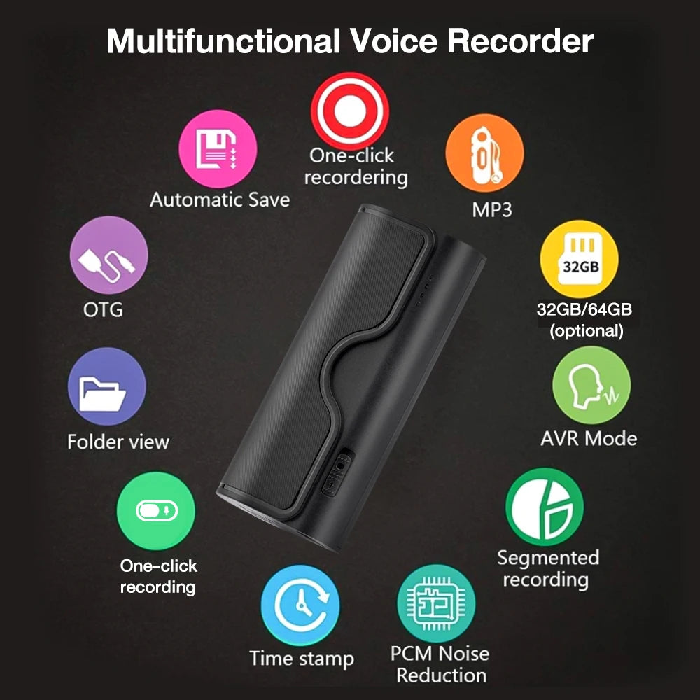 Professional Digital Voice Recorder Long Time Recording USBPen Noise Reduction Voice Activated Digital Audio Recorder MP3 Player