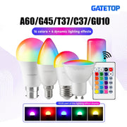 1-10PCS Smart RGBW LED Bulb Spotlight E27 E14 B22 GU10 6W 10W with Infrared Remote Control Suitable for Colorful Home Lighting