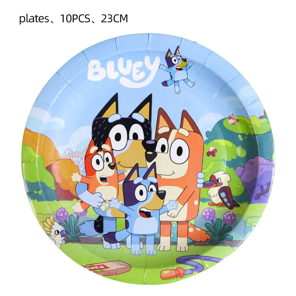 Blue dog Birthday Party Supplies Goodie Bag Stuffers Fillers Tableware Plates Cups Napkins Tablecloth Party Favor Decorations