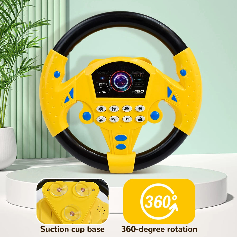 Eletric Steering Wheel Toy with Light Sound for Baby Kids Educational Portable Simulated Driving Steering Wheel Vocal ToysToys