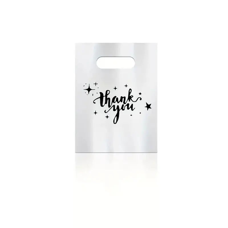 30/50/100PCS plastic thank-you bags with handles, small commercial shopping bags, gift bags, retail boutiques, clothing stores